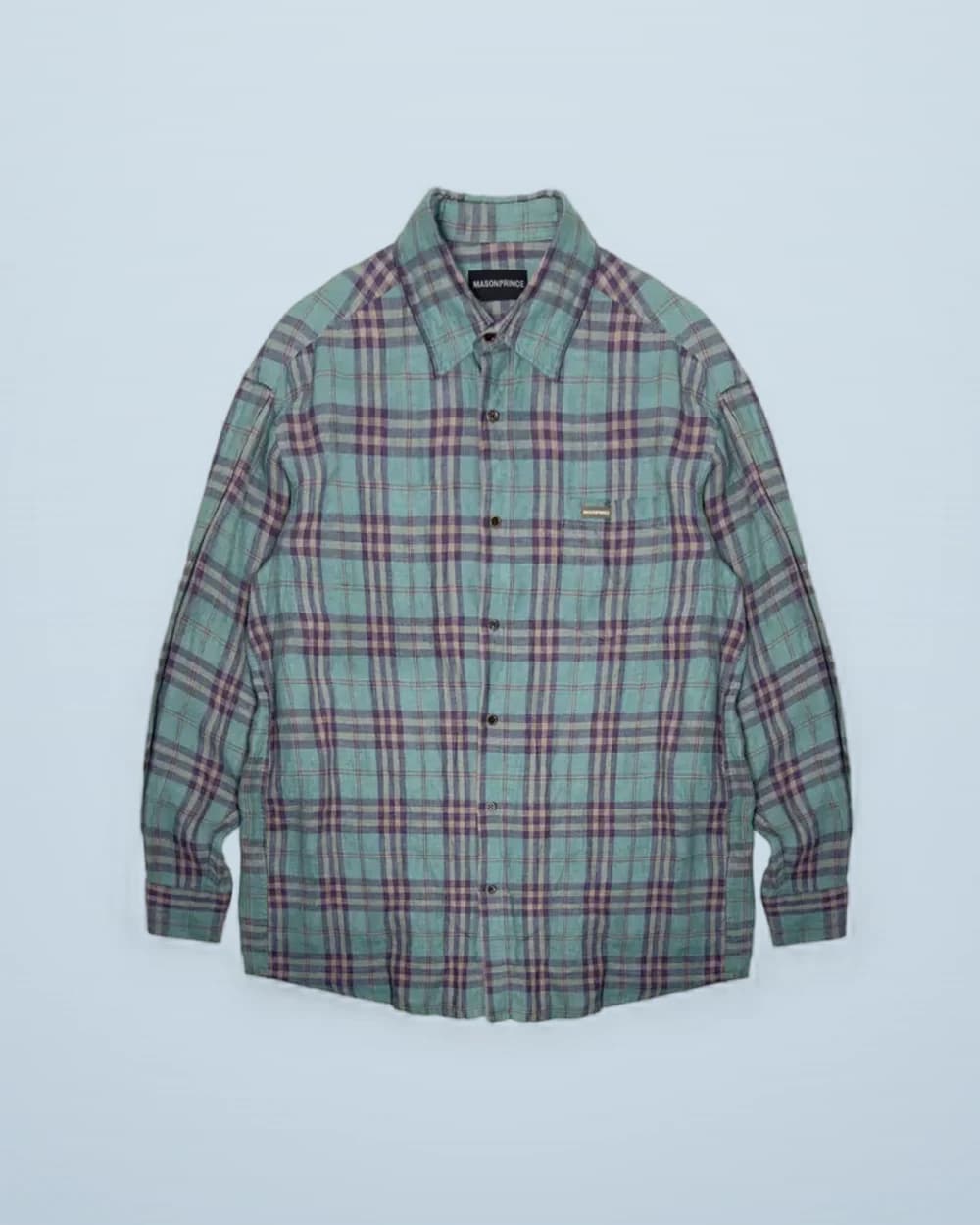 Mint Green Plaid Linen Shirt