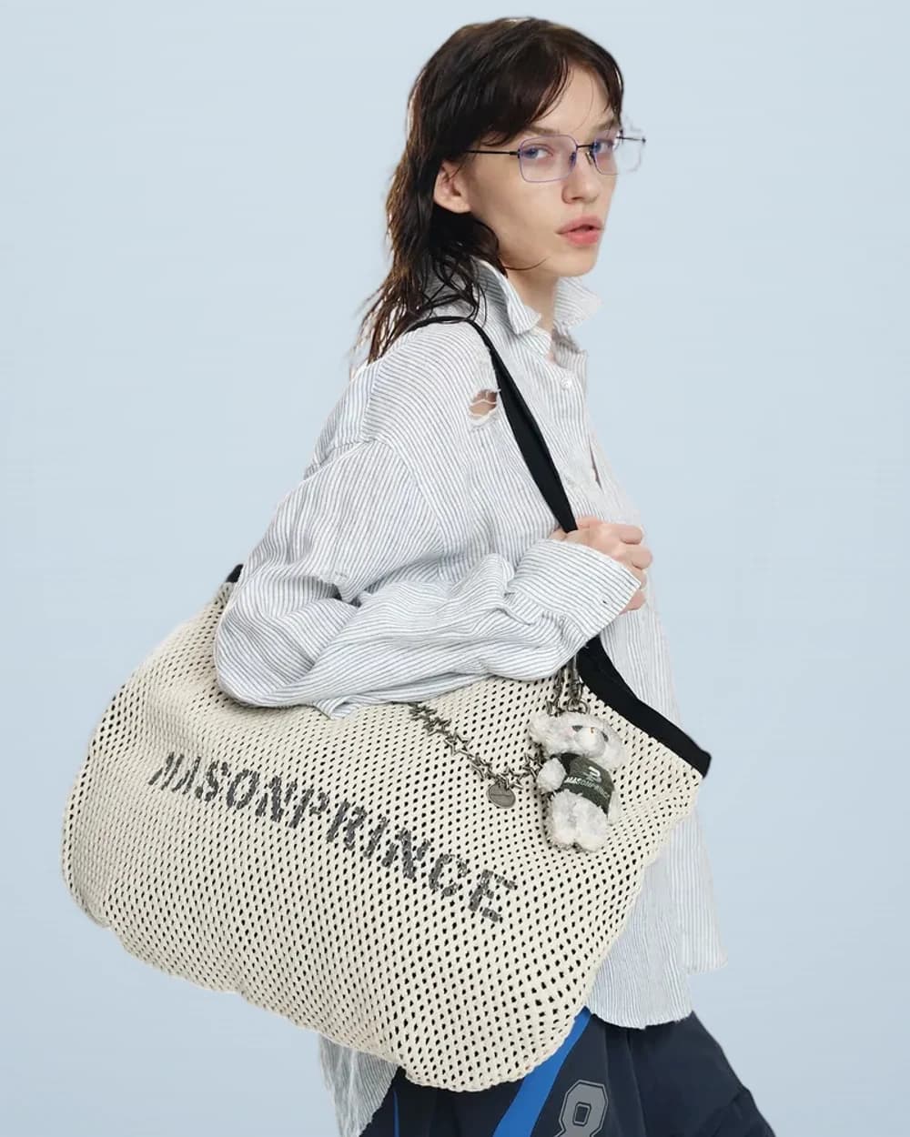 Woven Color-Block Distressed Camo Handbag