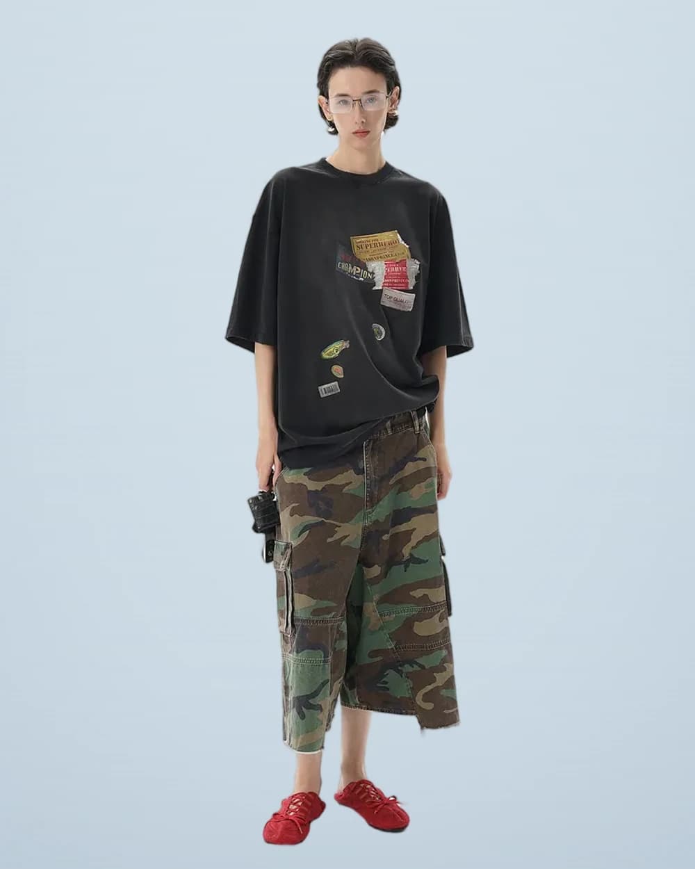 Distressed Patchwork Print T-Shirt