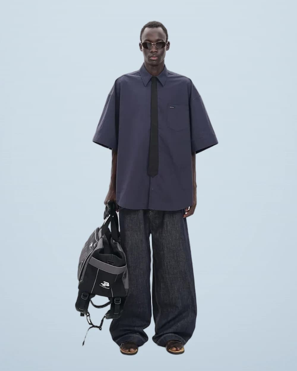 2-in-1 City Tie Oversized Cotton Shirt