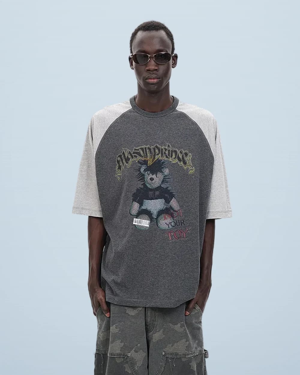 Punk Bear Color-Block Raglan T-Shirt
