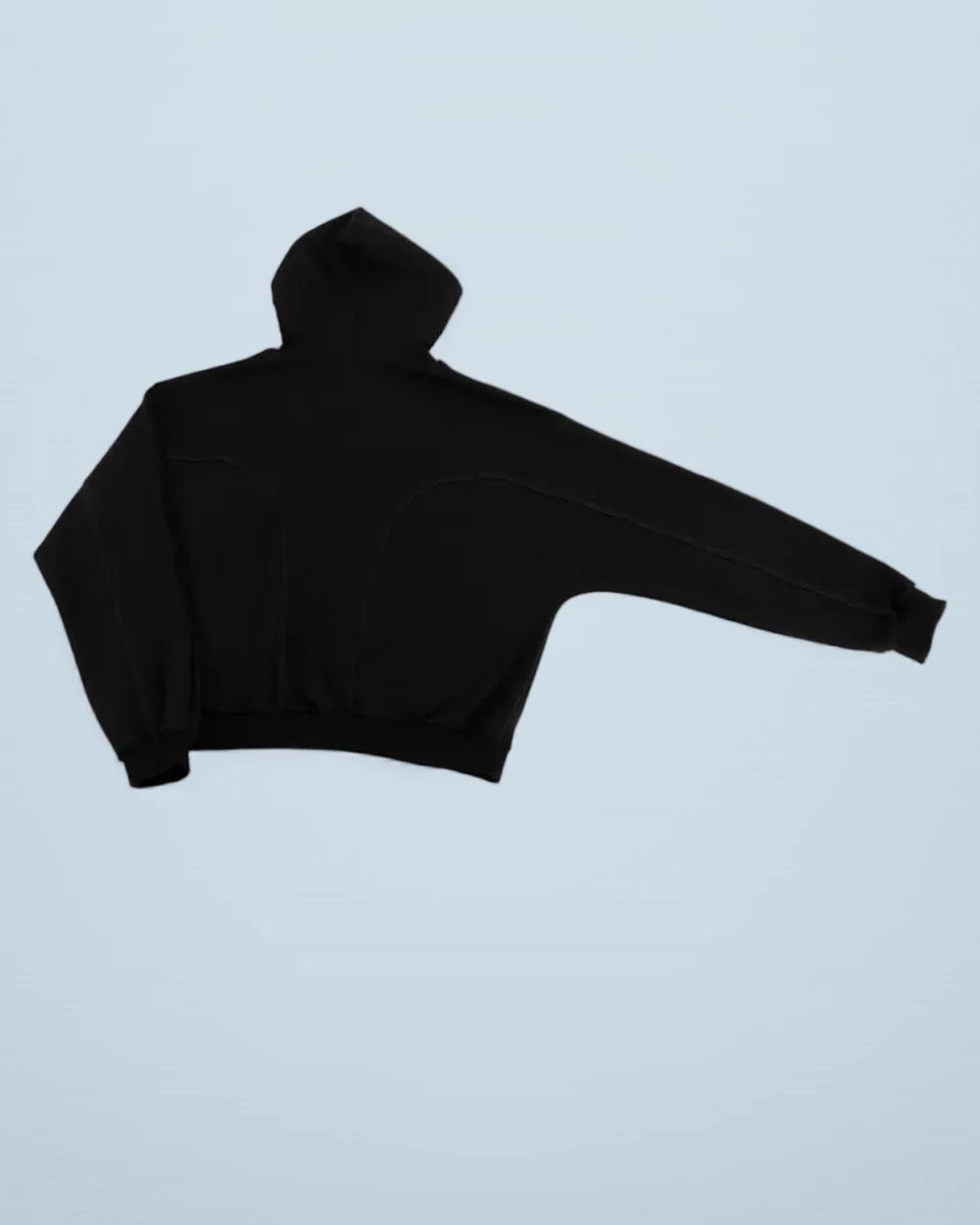 Black Geometry Buttoned Solid Hoodie