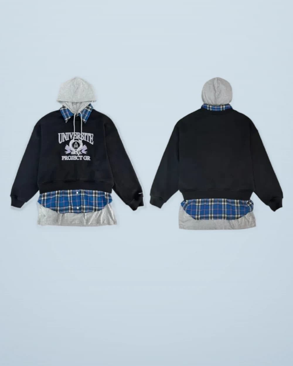 × Project G/R Mock-Layered Hooded Sweatshirt
