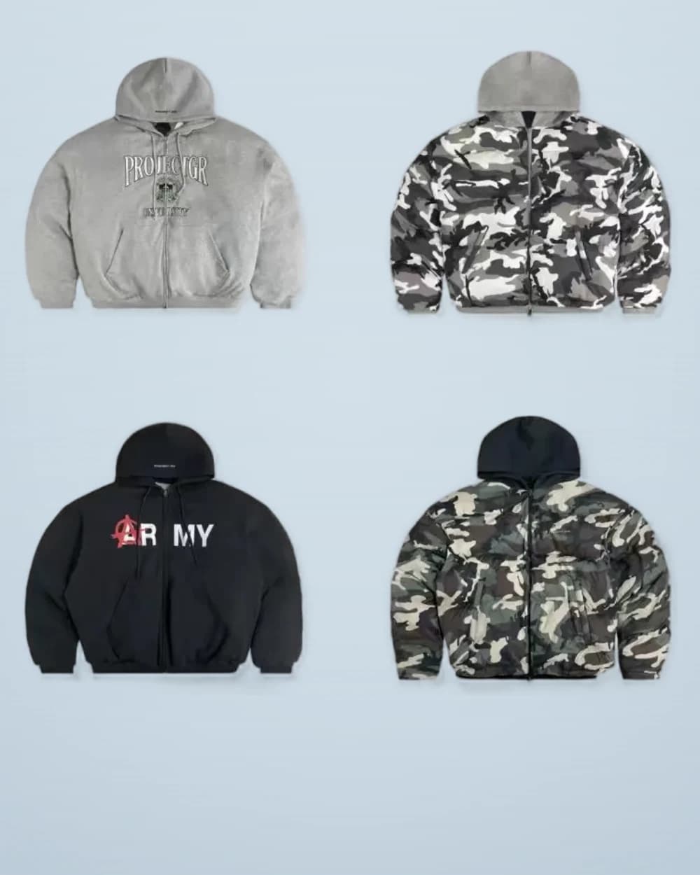 × Grailz Oversized Reversible Camo Zip Bomber
