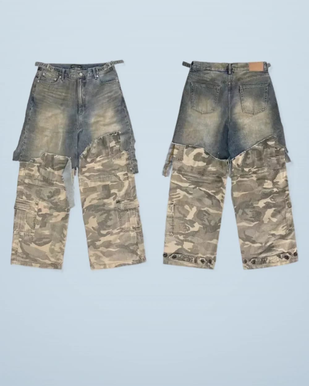 × Grailz Distressed Camo Denim Cargo Pants