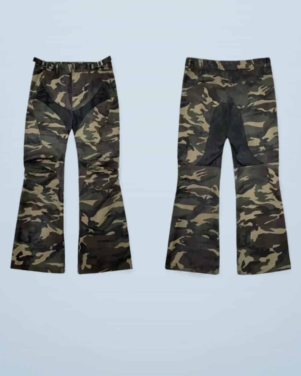 × Grailz Moto Flared Waxed Camo Pants