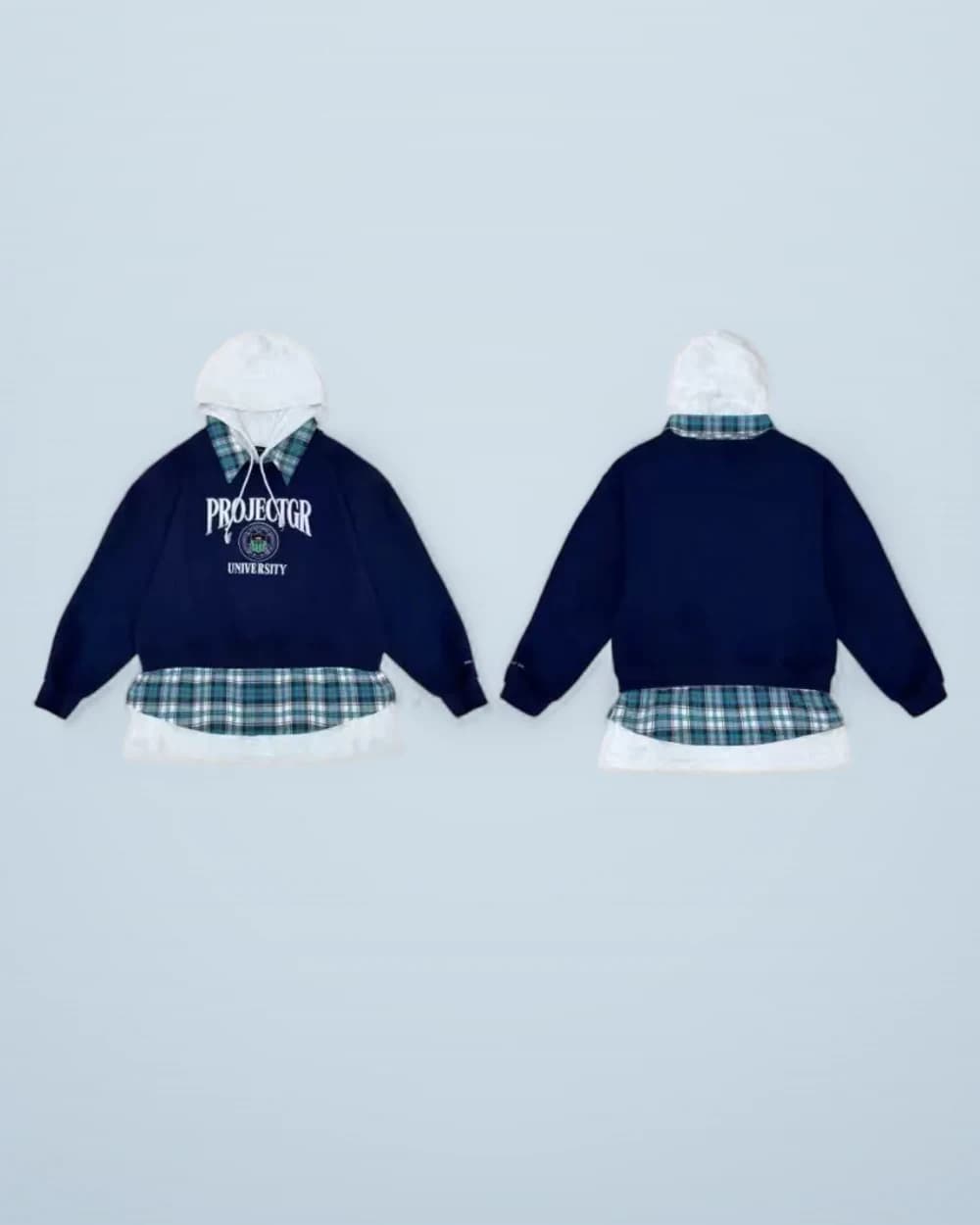 × Grailz Mock-Layered Hooded Shirt Sweatshirt