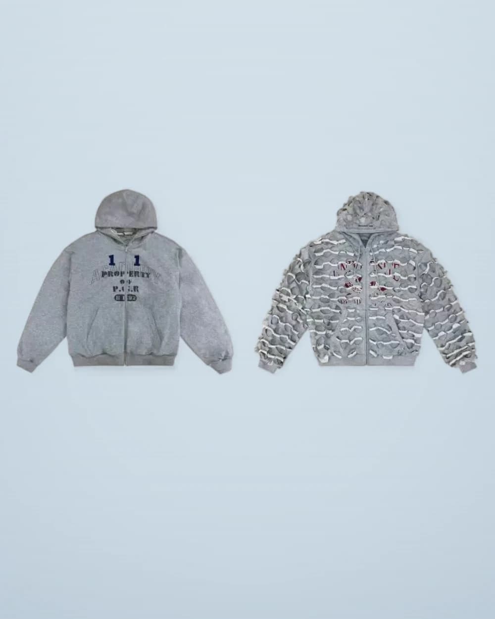 × Grailz Distressed Cut-Out Reversible Zip Hoodie