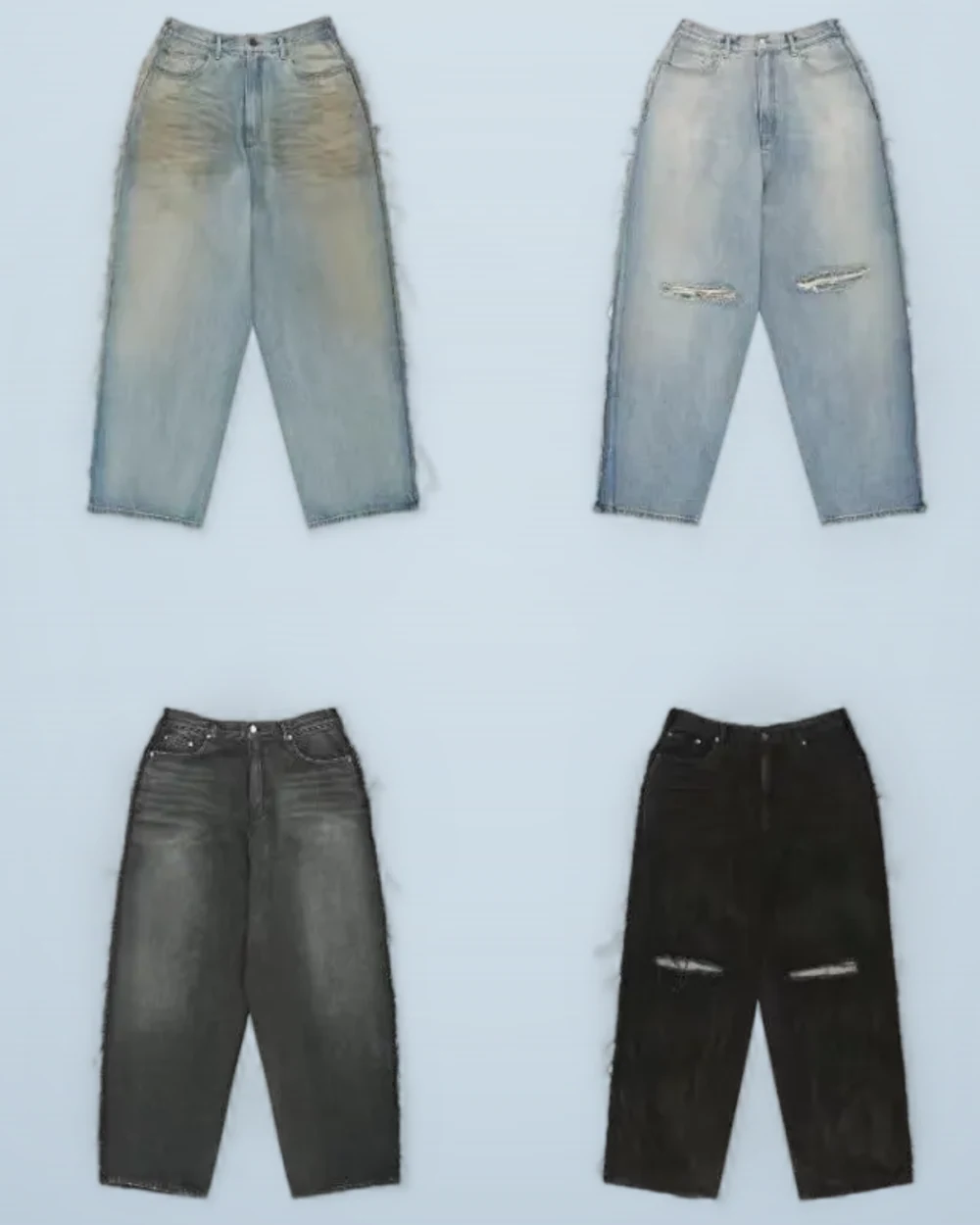 × Grailz Two-Tone Patchwork Distressed Washed Jeans
