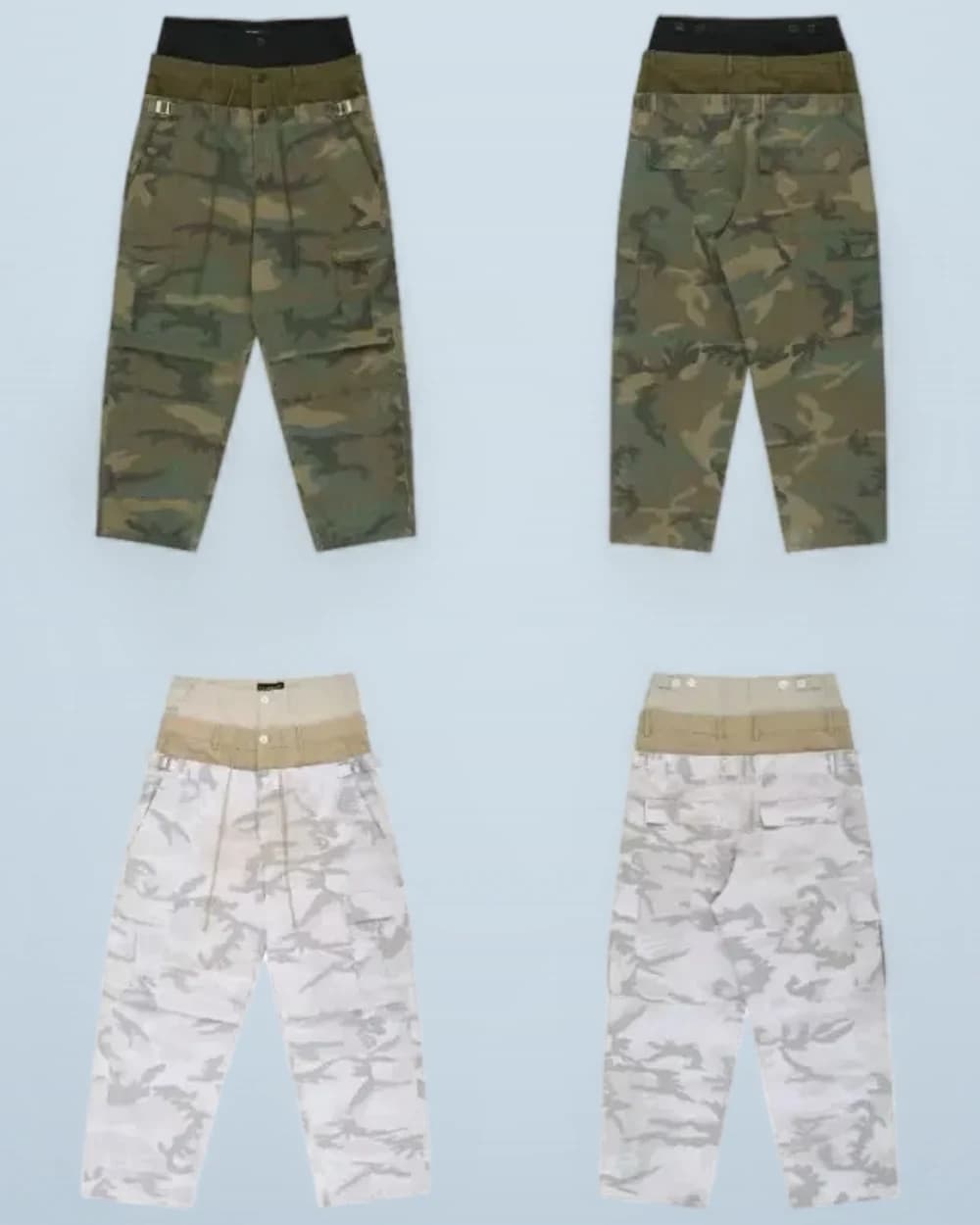 × Grailz Washed Triple-Waist Camo Cargo Pants
