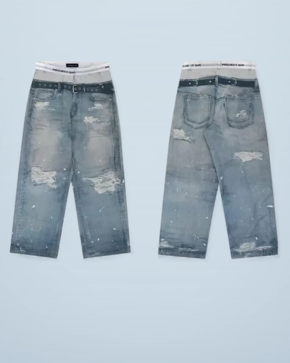 × Grailz Distressed Washed Waistband Print Pants