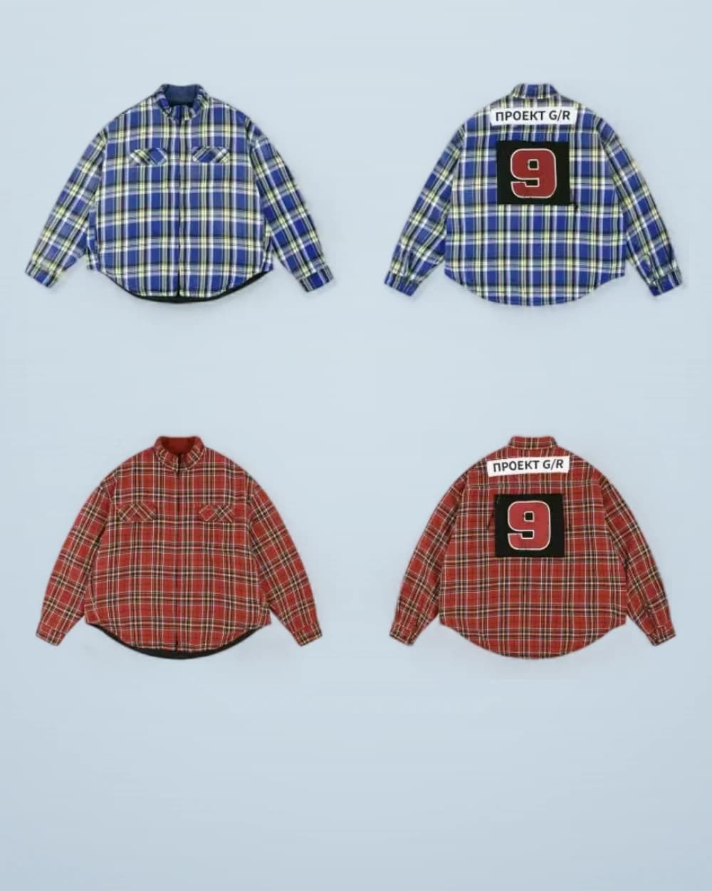 × Grailz Stand-Collar Plaid Padded Shirt Jacket