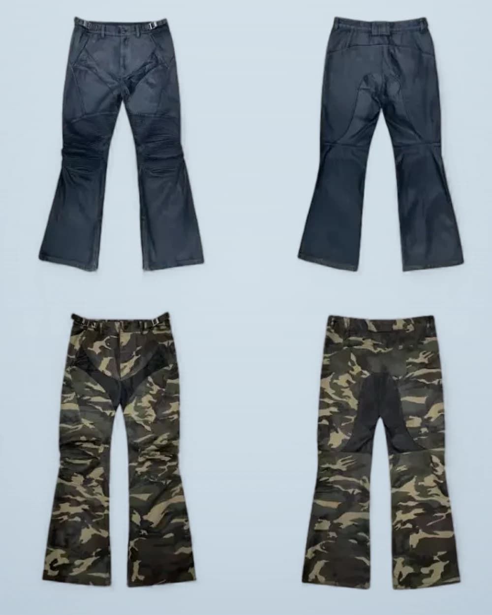 × Grailz Flared Waxed Moto Patchwork Pants
