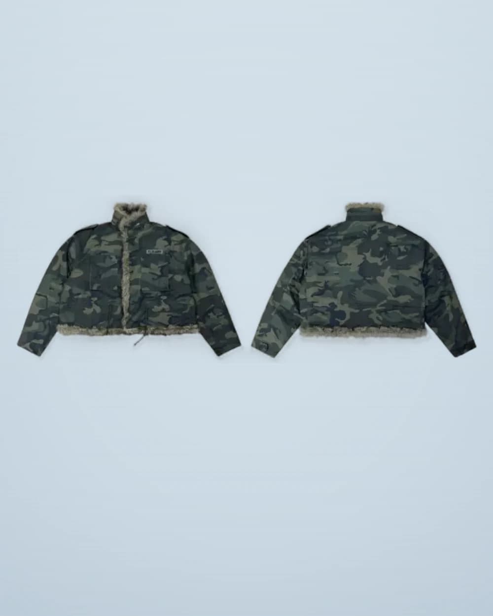 × Grailz Eagle Fur Collar Camo Cropped Jacket