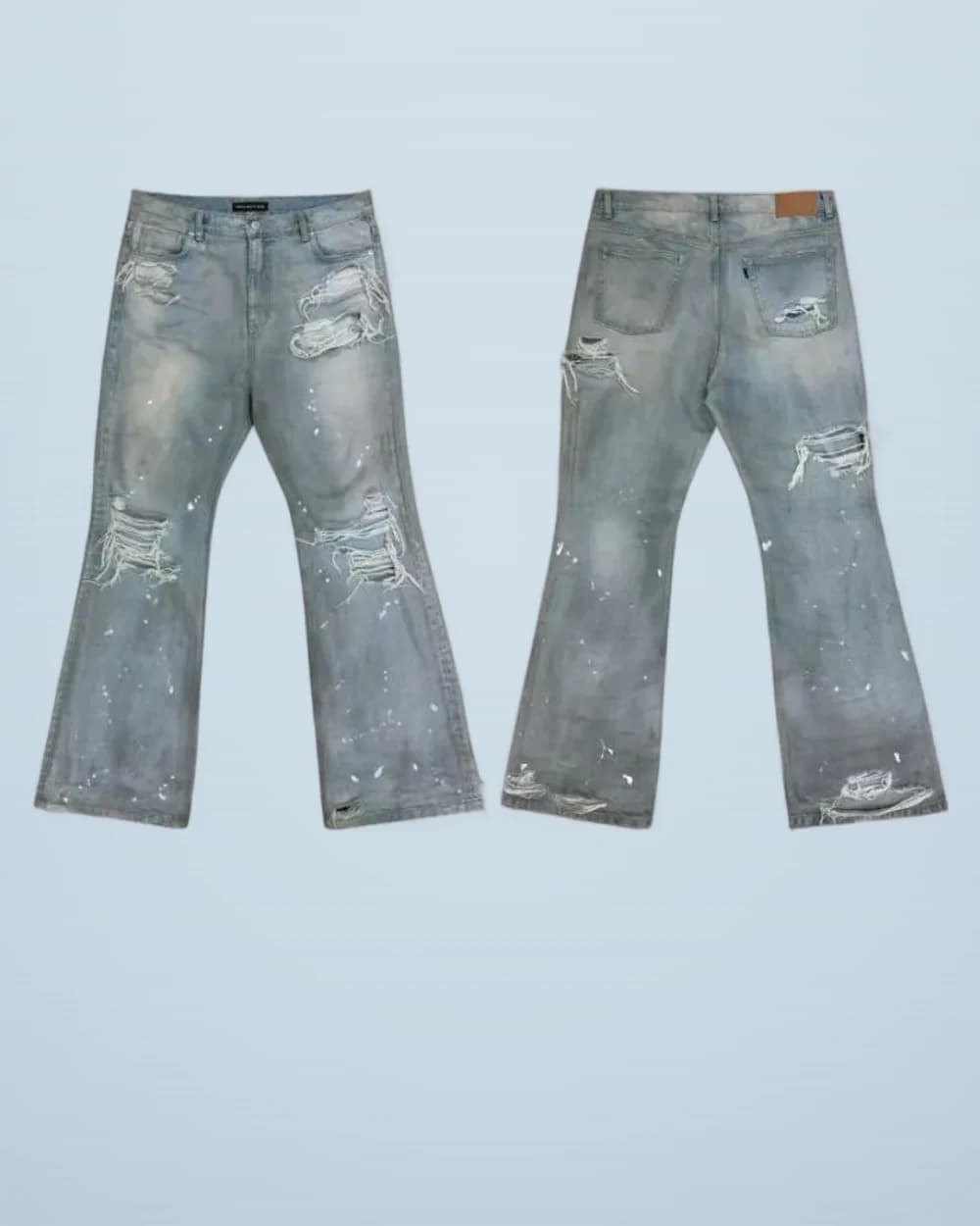 × Grailz Washed Distressed Tassel Flared Jeans