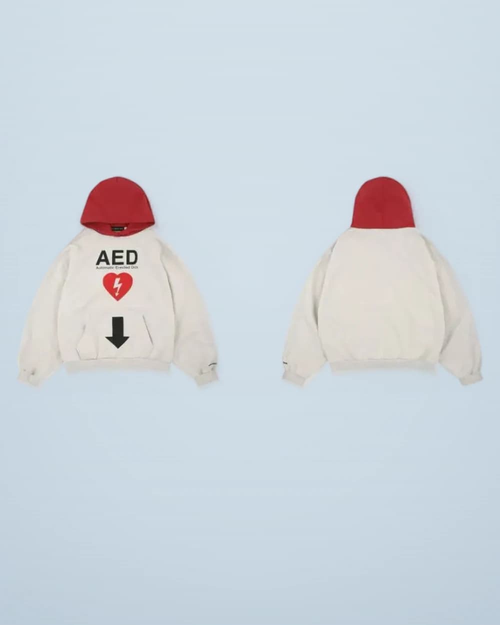 × Grailz Distressed Color-Block AED Heart Print Sweatshirt