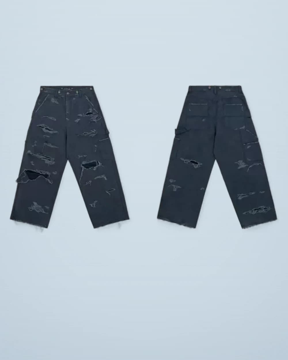 × Grailz Slashed Distressed Tassel Oversized Jeans