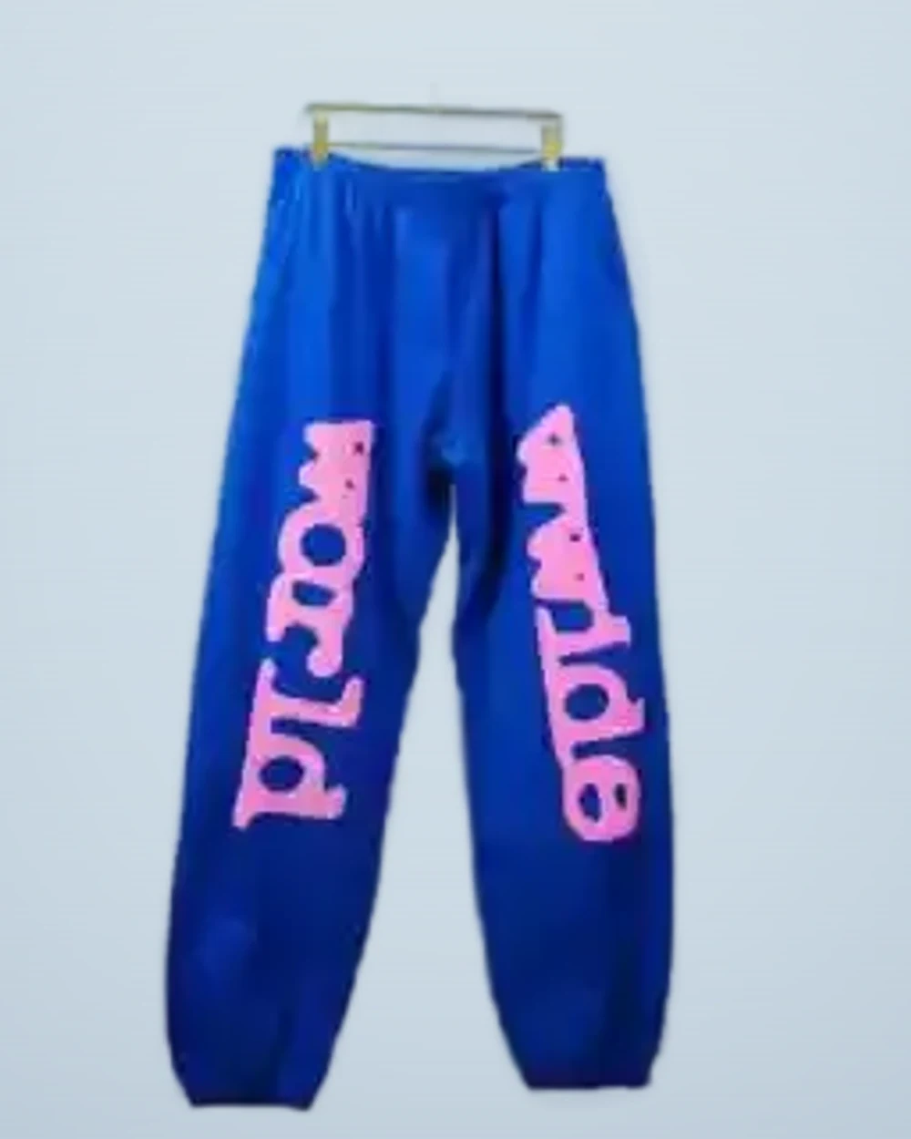 Blue Foam-Print Letter Drawstring Sweatpants