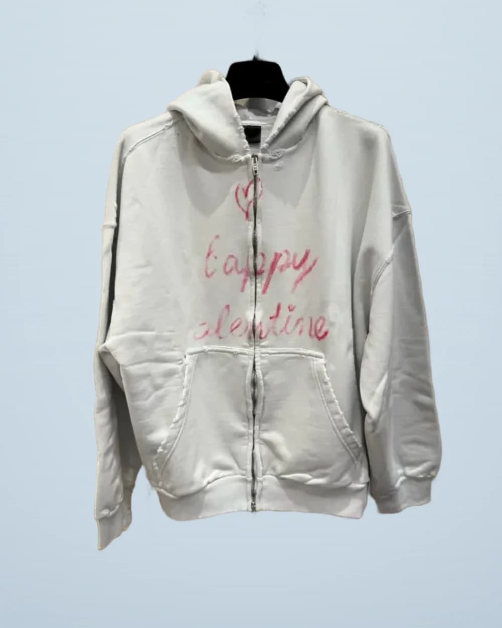 Distressed Hooded Sweatshirt Jacket