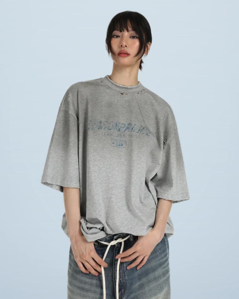 Sheer Distressed Gradient T-Shirt