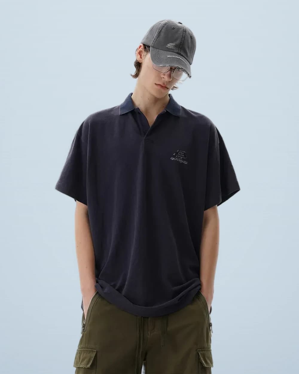 Distressed Embroidered Polo