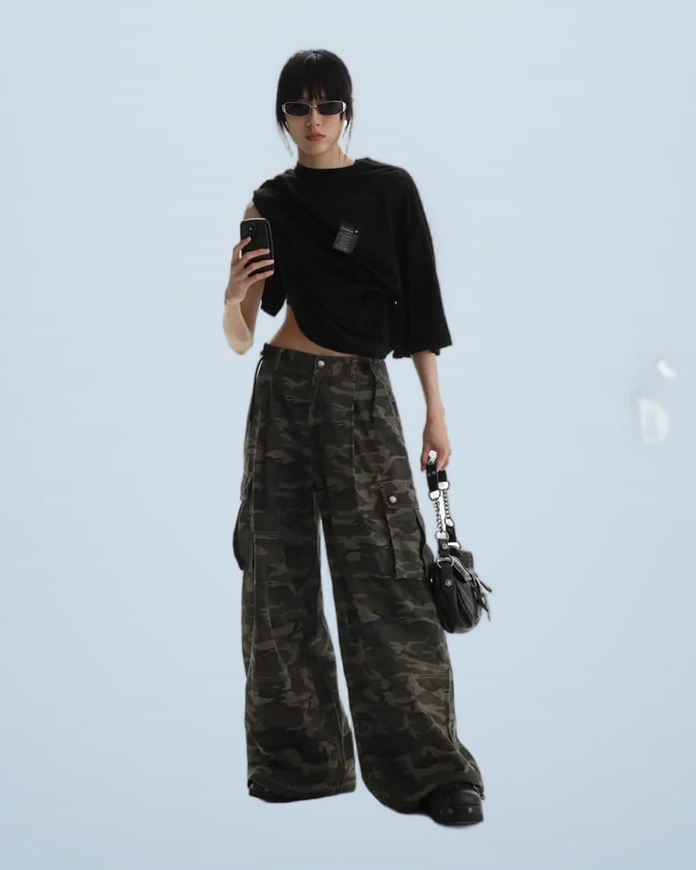 American Wide-Leg Camo Pants